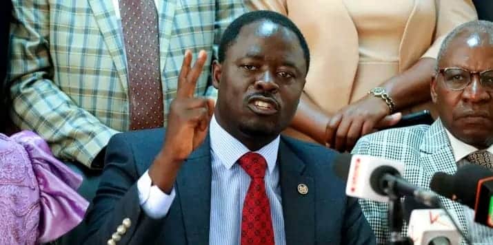 Homa Bay MP Peter Kaluma speaks during a media brifing at Parliament Buildings Nairobi.