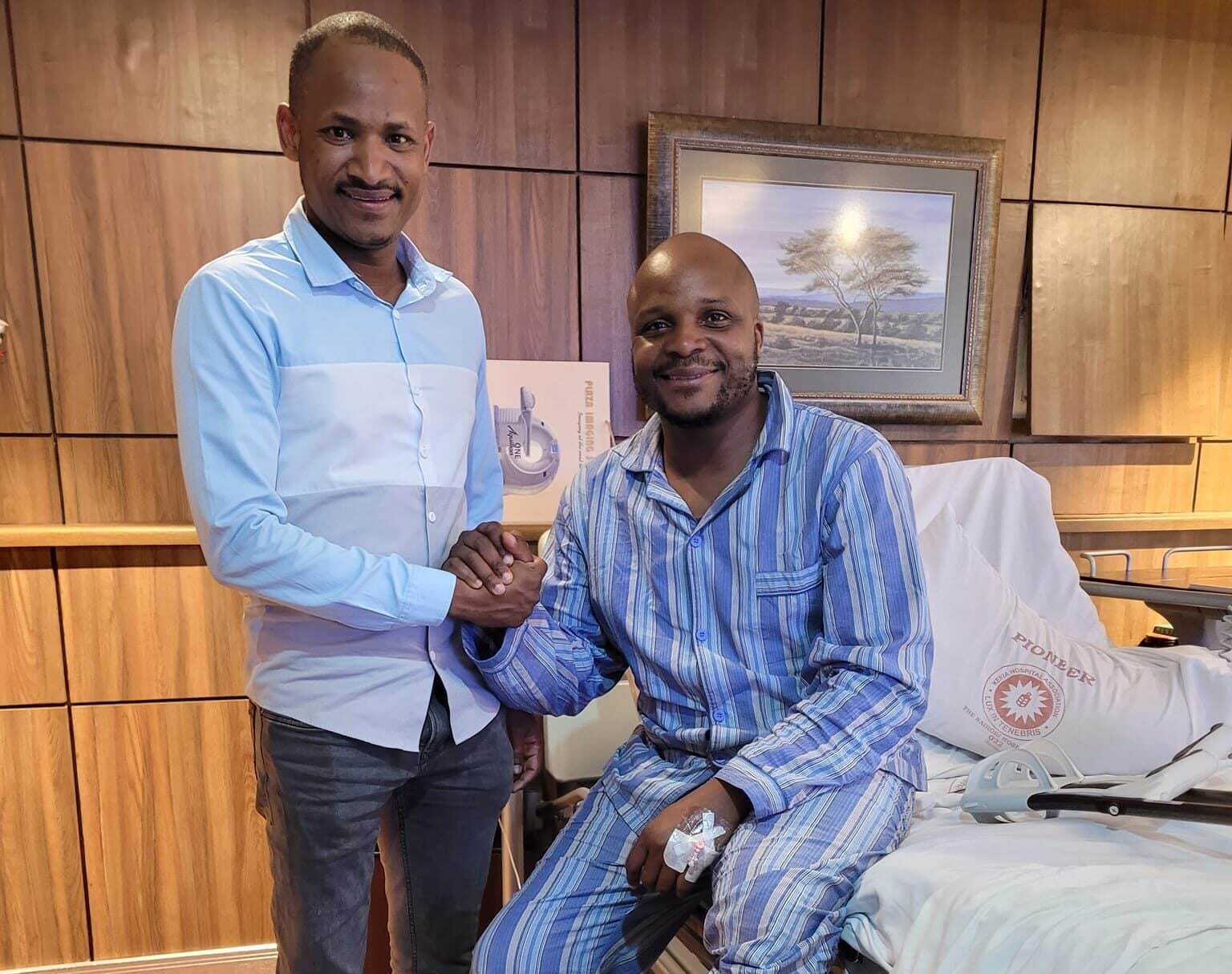 Embakasi East MP Babu Owino with his Lang'ata counterpart Felix Jalang'o. Jalang'o got injured during a basketball training session.