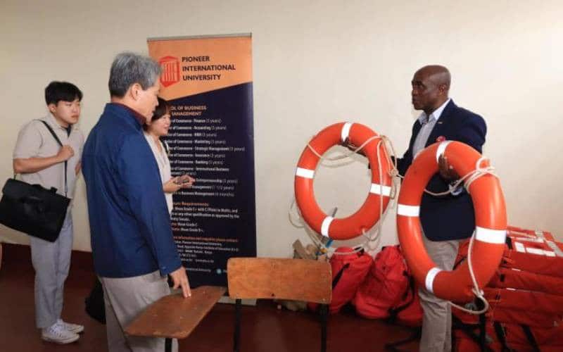 KIMFT President Park Jinsoo and a delegation of stakeholders with PIU Vice-Chancellor Prof Gideon Maina at PIU's Murang’a campus on September 23, 2023.