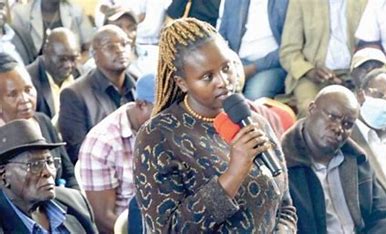 Mercy Tarus one of the Uasin Gishu Students, demanding for a refund. PHOTO/Courtesy