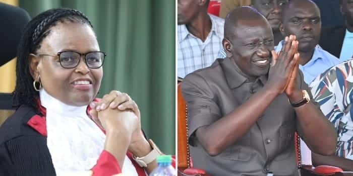 A collage photo of Chief Justice Martha Koome and President William Ruto.