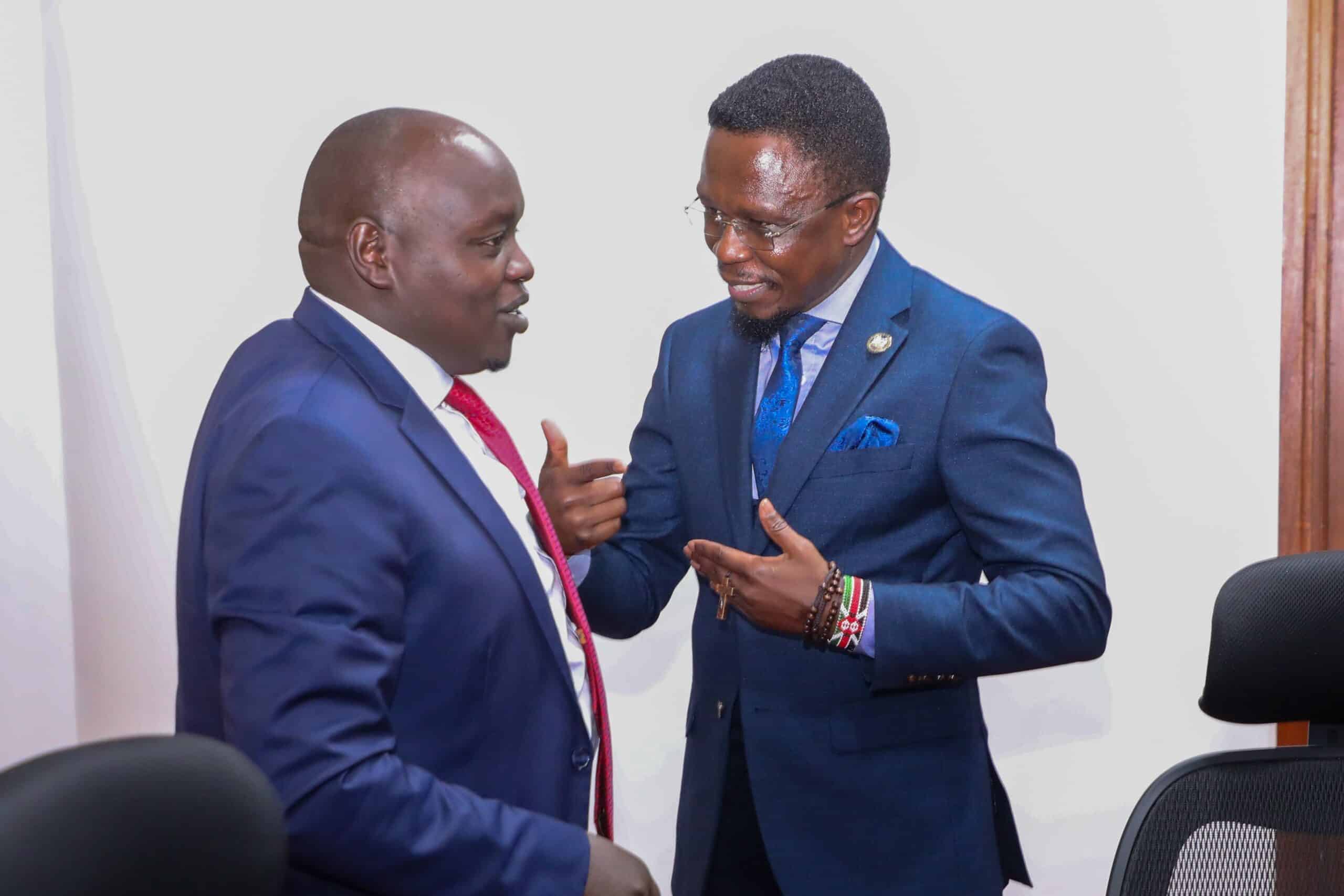 Sports CS Ababu Namwamba with Nandi Senator Samson Cherargei. PHOTO/SportsMinistry.