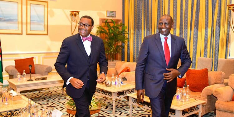 President William Ruto and AfDB President Akinwumi Adesina. PHOTO/Courtesy.