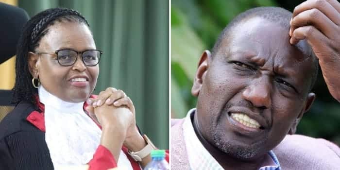 A collage photo of Chief Justice Martha Koome and President William Ruto.