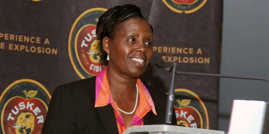 EABL CEO Jane Karuku in a press conference in 2021. PHOTO/