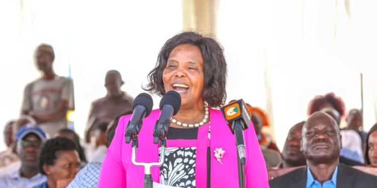 KUTRRH Chairperson Olive Mugenda speaks during a past event.