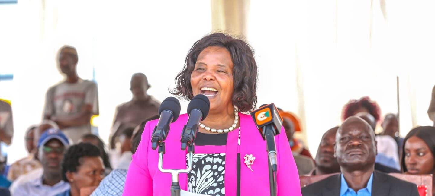 KUTRRH Chairperson Olive Mugenda speaks during a past event.
