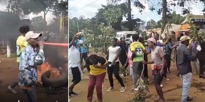 Screengrabs images of Langata Cemetry workers protesting.