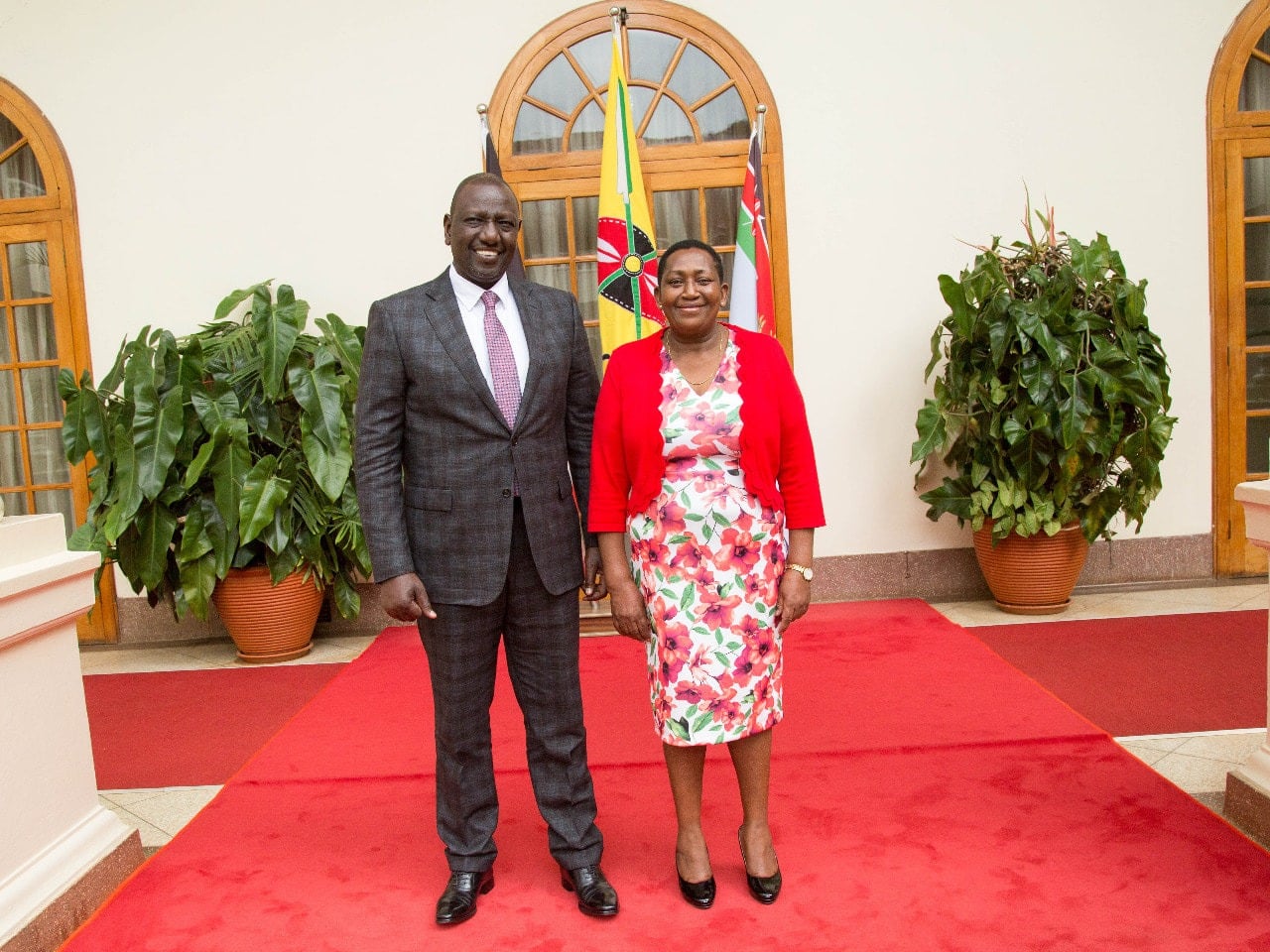 President William Ruto with Communications Authority Board Chairperson Mary Mungai.