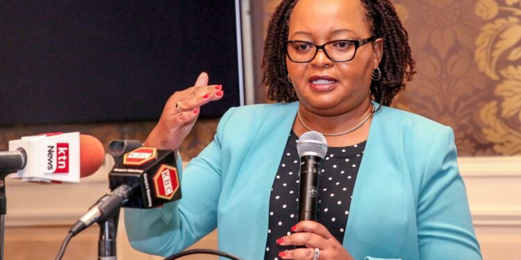 Kirinyaga Governor Ann Waiguru addresses a past meeting.