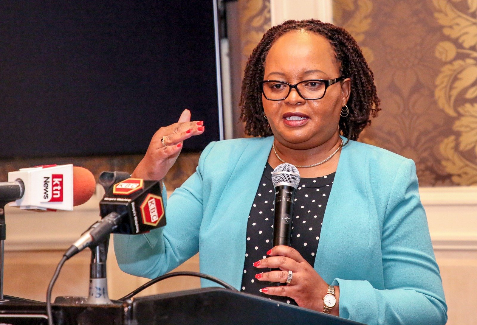 Kirinyaga Governor Ann Waiguru addresses a past meeting.