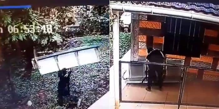 CCTV Captures Man Stealing Hospital Waiting Bench