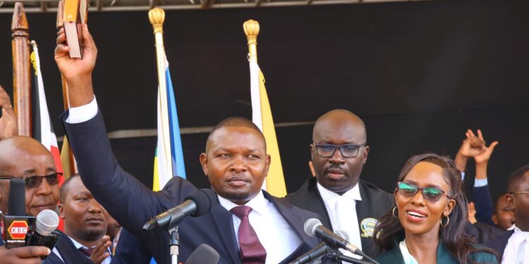 Meru Governor Isaac Mutuma M'Ethingia takes oath of office on Monday, March 17, 2025. PHOTO/Eric Mugaa.