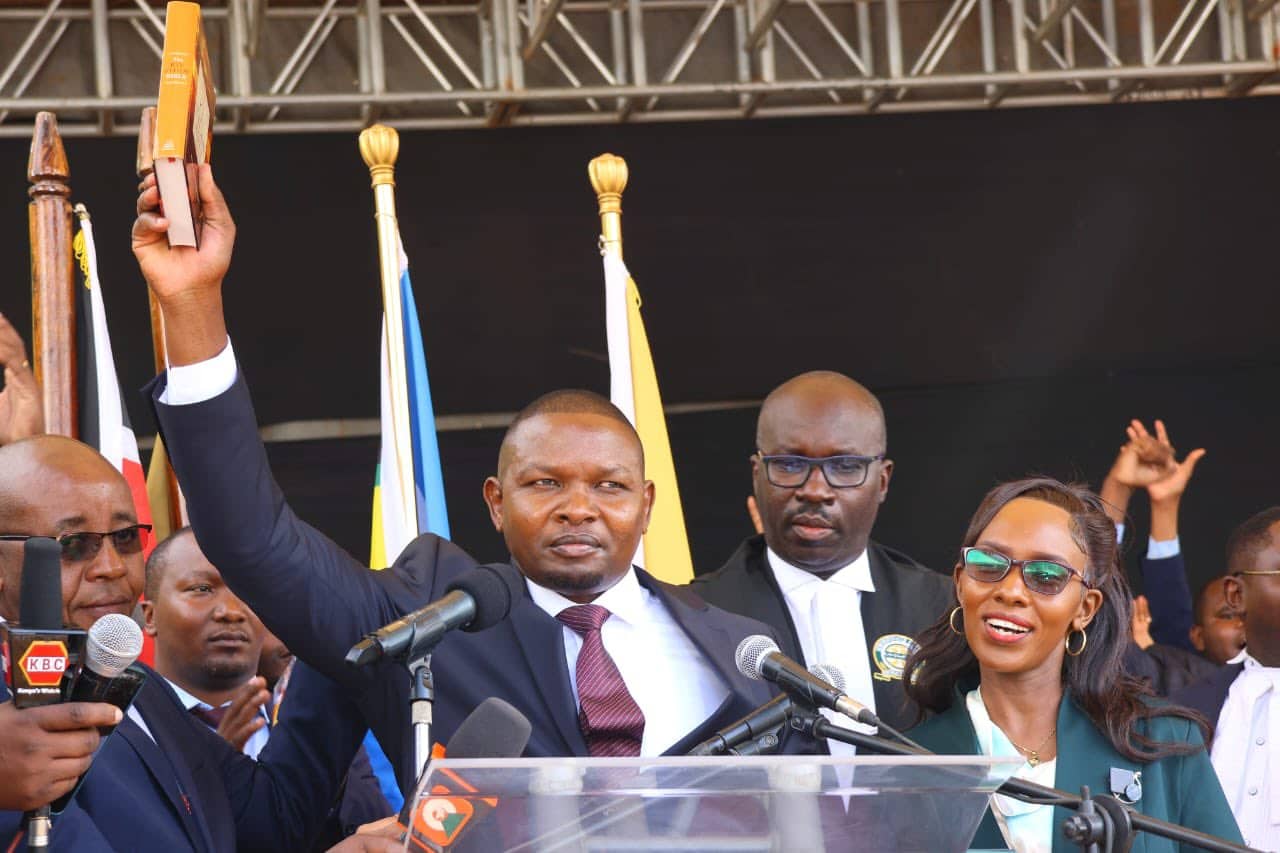 Meru Governor Isaac Mutuma M'Ethingia takes oath of office on Monday, March 17, 2025. PHOTO/Eric Mugaa.