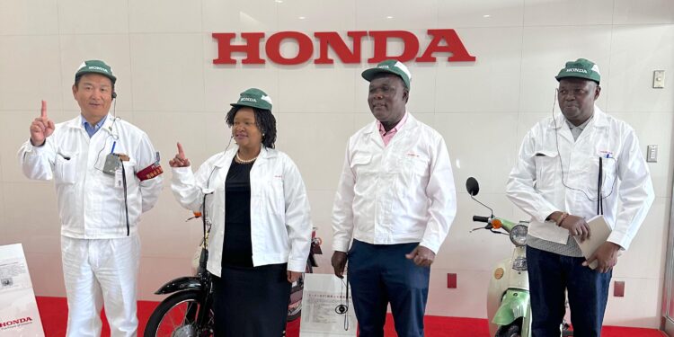 Kenya Trade CS Rebecca Miano (second from left) during a visit to Honda Automative Company in Japan.