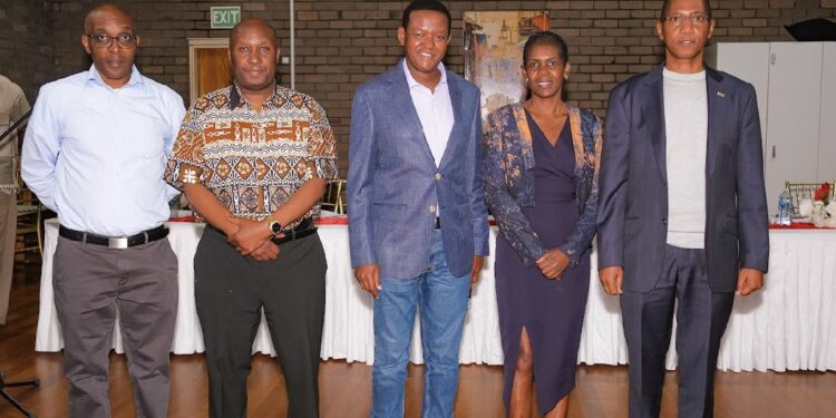 CS Alfred Mutua and a section of Kenyans living in Sydney, Australia. PHOTO-Mutua