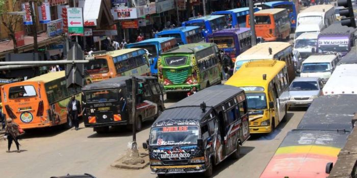 Matatus parked at a bus stop in Nairobi CBD PHOTO/Ma3Route