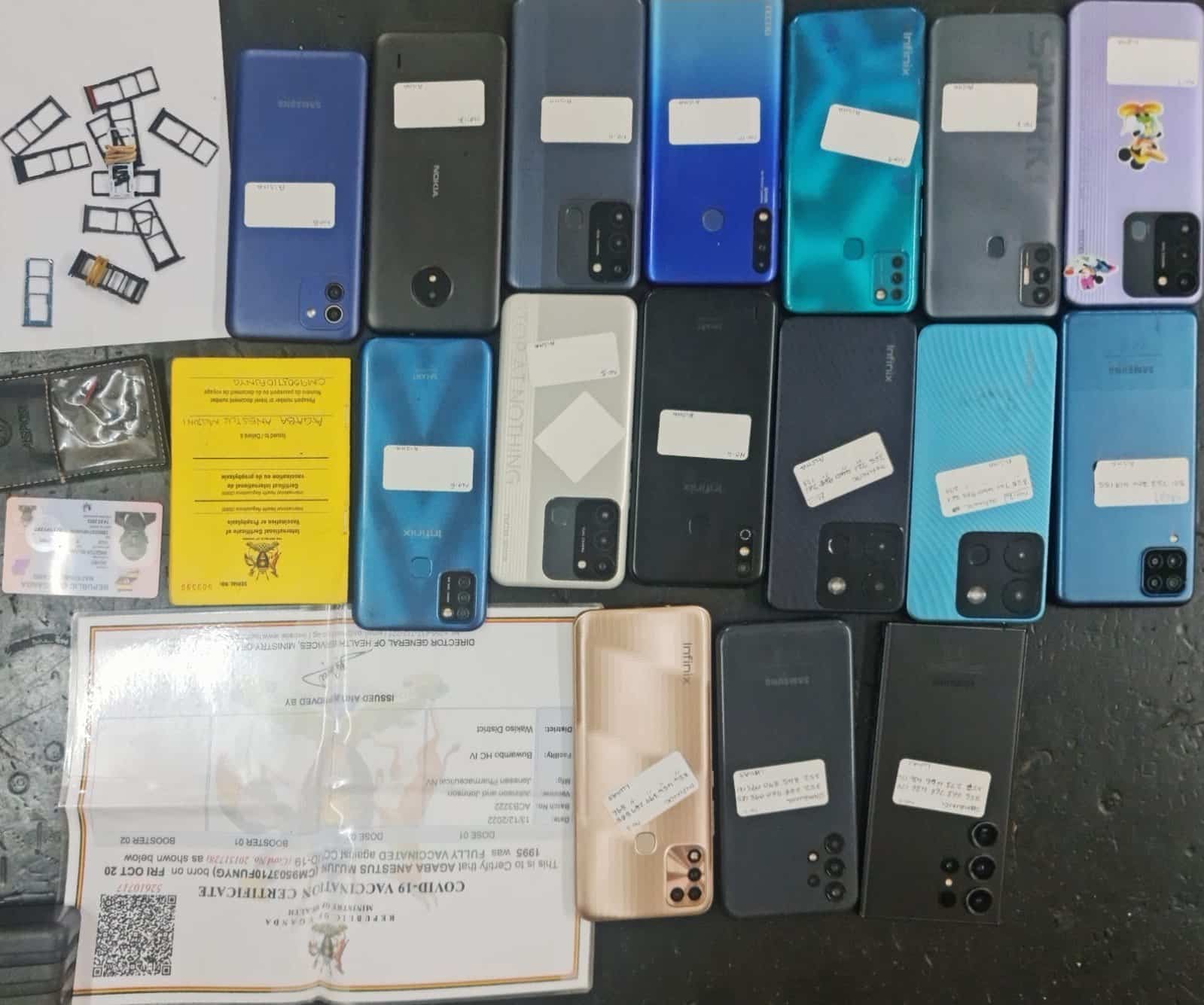 Photo of mobile phones recovered by DCI. PHOTO/DCI.