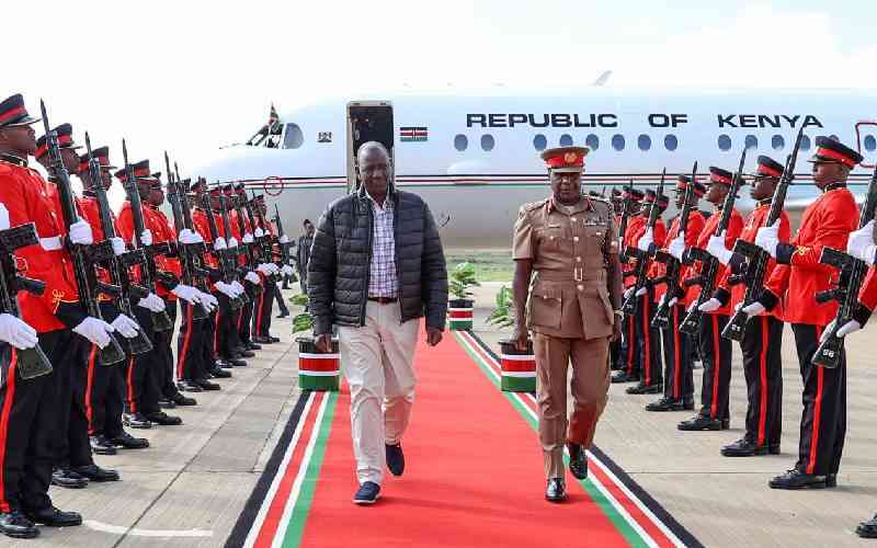 A past photo of President William Ruto at the JKIA.
