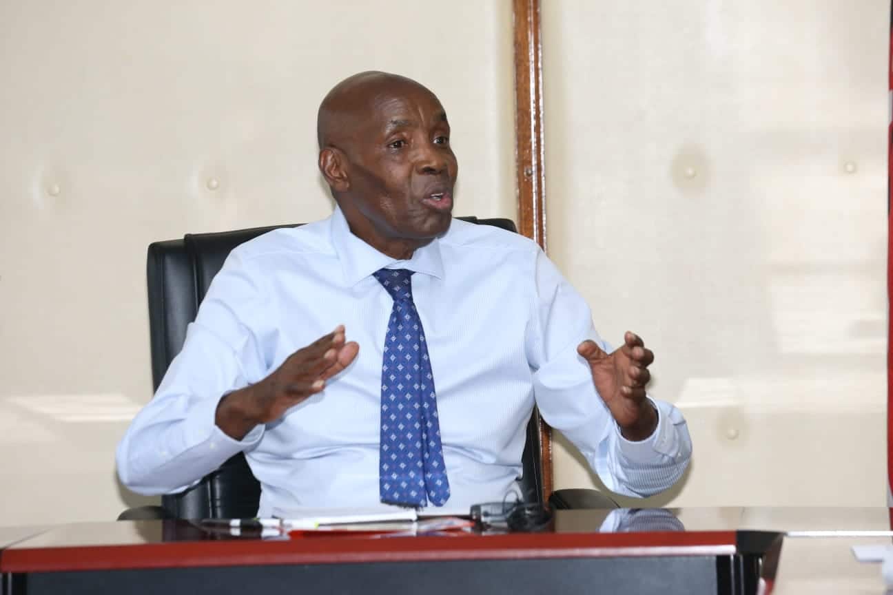 Education Cabinet Secretary speaks during his meeting BBW MD Volker Falchi in his Jogoo House office on October 12, 2023.