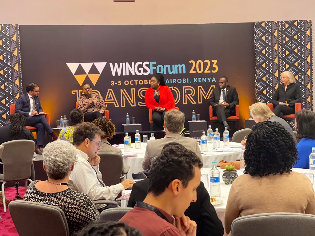 Delegates hold a panel discussion during the 2023 Wings Forum 2023 which brought philathropists together in Nairobi.