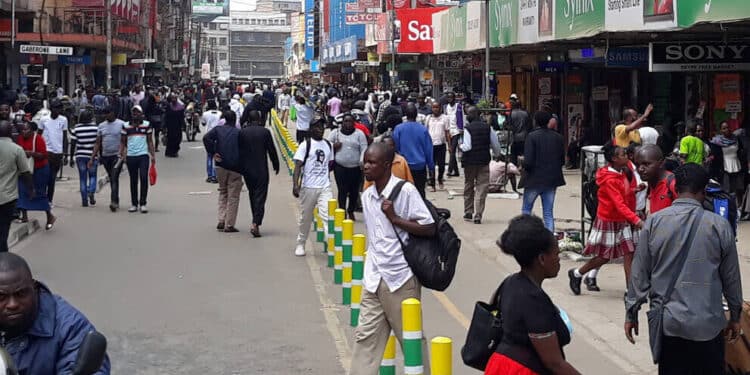 Kenyans going about their daily business in Nairobi CBD.