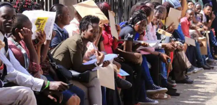 A photo of Kenyans lining for a job in a past interview. PHOTO/Courtesy. Public service certificates