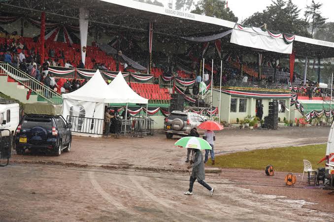 A photo showing a section of the Kericho Green Stadium during the Mashujaa Day celebrations on October 20, 2023.