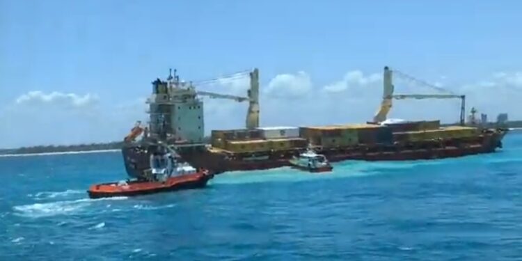A Screengrab Of The Ship Stalled Along The Kilindini Channel In The Indian Ocean.