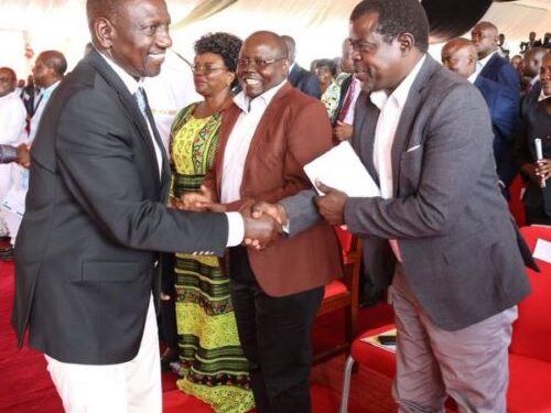 A collage of Peesident William Ruto and Busia Senator Okiya Omtatah.