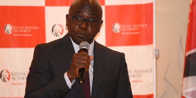 KRA Commisioner General Humphrey Wattanga speaks during a past function.