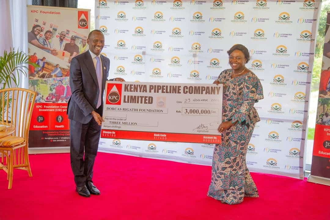 Kenya Pipeline Set for Sale Donates Ksh 3M to Dorcas Rigathi