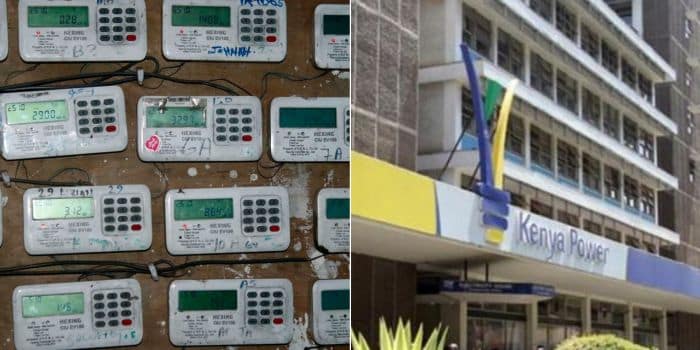 A photo collage of Kenya Power's prepaid meters and a photo of the utility's headquarters in Nairobi.