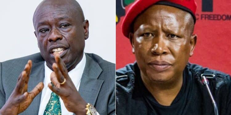 A collage of DP Rigathi Gachagua with EFF party leader Julius Malema. PHOTO/ Courtesy.