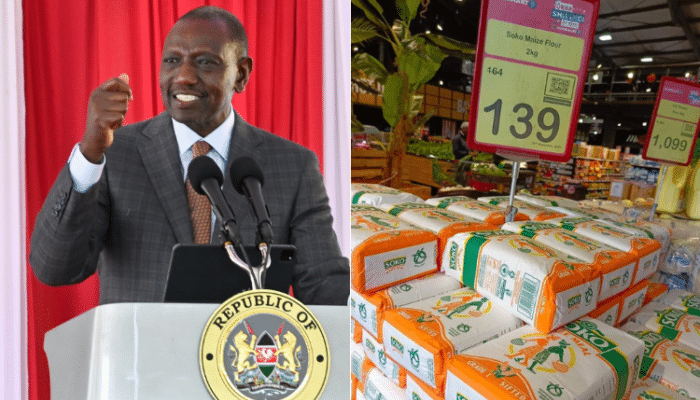 A photo collage of President William Ruto with the unga costing Ksh.139.