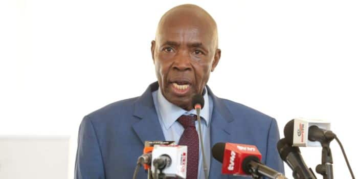 Education Cabinet Secretary Ezekiel Machogu speaks during the relase of the 2023 KCPE results on November 23, 2023.