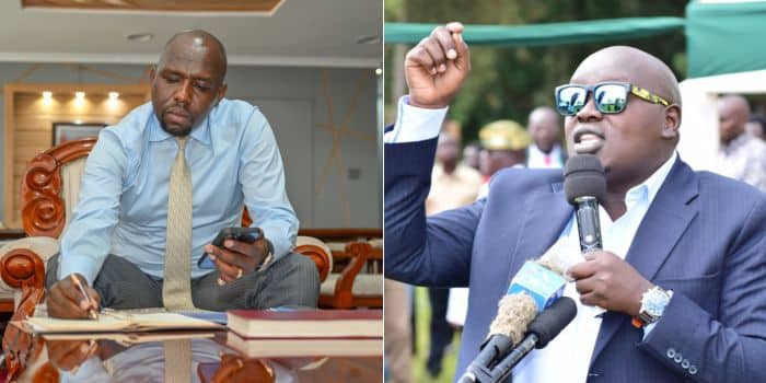 Transport CS Kipchumba Murkomen prepares ahead of his appearance before the Senate on November 22, 2023.