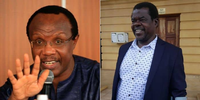 A photo collage of President William Ruto's economic advisor David Ndii and Busia Senator Okiyah Omtahtah.