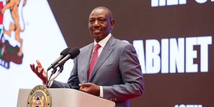 President William Ruto speaks during the pit-stop Cabinet retreat on November 17, 2023 in Nairobi.