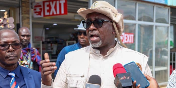 Agriculuture CS Mithika Linturi speaks after touring various supermarkets in Nairobi on November 24, 2023.