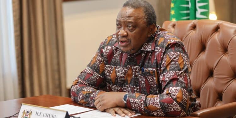 Former President Uhuru Kenyatta during the AU Joint Committee Meeting. Ruto Raila