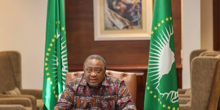 Former President Uhuru Kenyatta during the AU Joint Committee Meeting. PHOTO/OFPP.