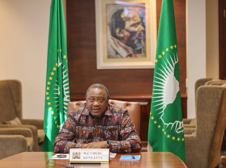 Former President Uhuru Kenyatta during the AU Joint Committee Meeting. PHOTO/OFPP.