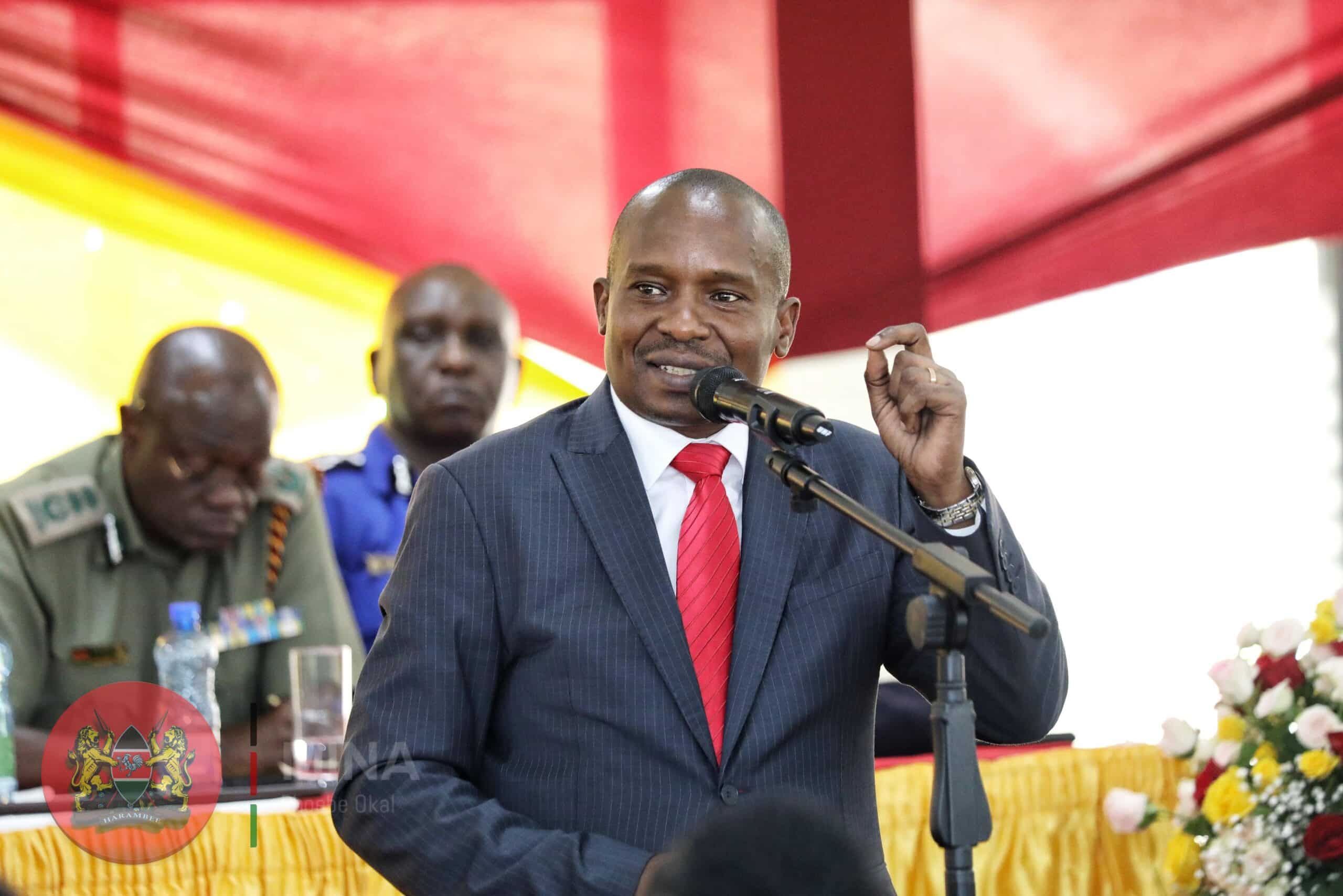 Interior CS Kithure Kinndiki during the 5th NPS and KPS Commemaration Service