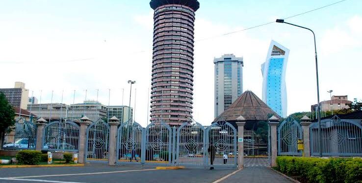 KICC towers in Nairobi, Kenya.