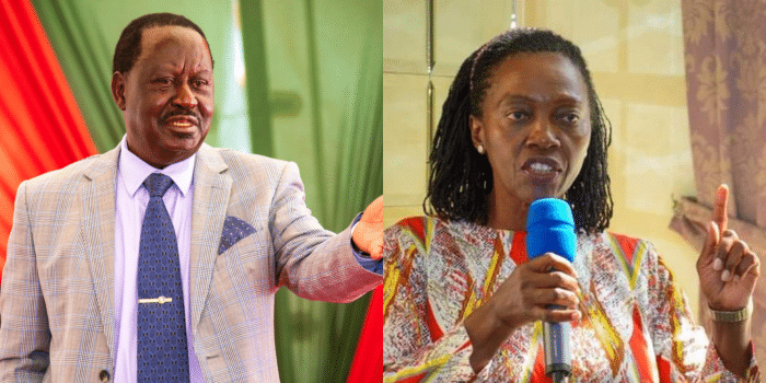 A collage of ODM leader Raila Odinga with NARC Party leader Martha Karua.