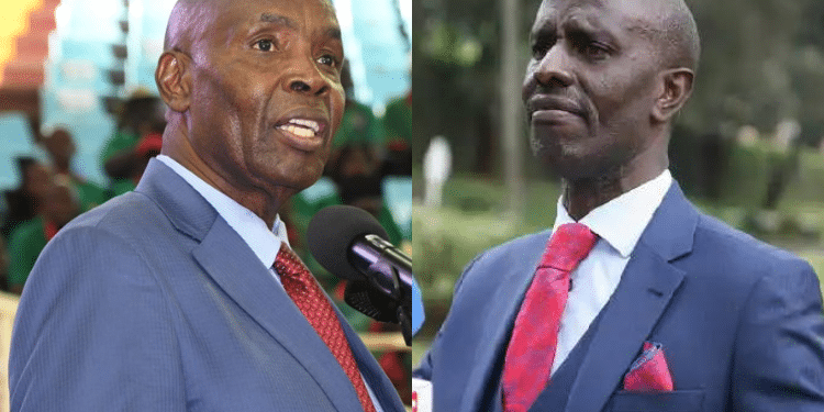 A Collage Of Education Cs Ezekiel Machogu And Former Knut Secretary General Wilson Sossion.