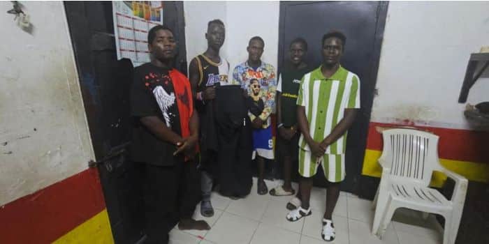 A photo of the five suspects arrested by police in Mombasa.