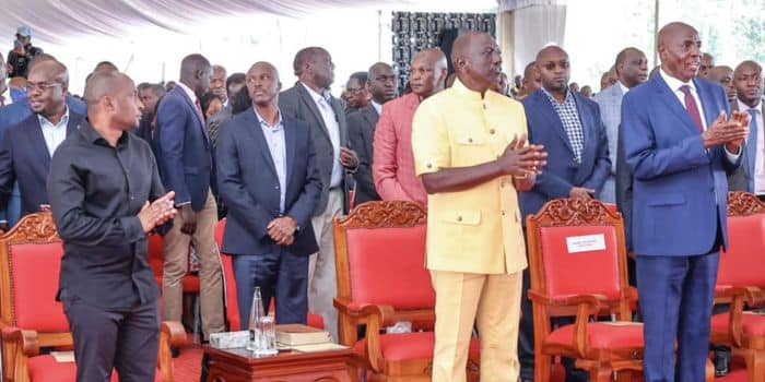 President William Ruto and Education Cabinet Secretary Ezekiel Machogu.