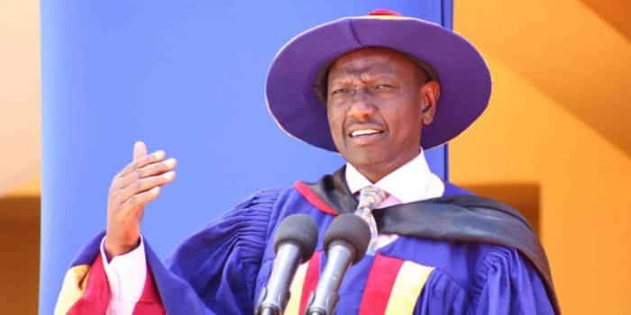 President William Ruto speaks during a past graduation ceremony.